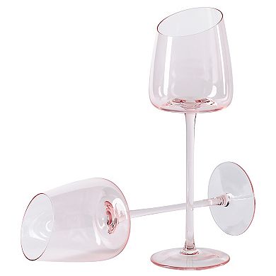 Ventray Home French Style Pink Crystal Burgundy Wine Glasses, Set Of 2