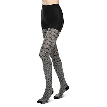 Leaf Patterned Cotton Blend Sweater Tights