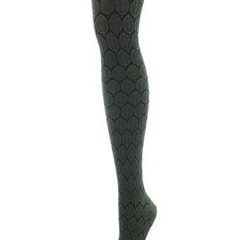 Leaf Patterned Cotton Blend Sweater Tights