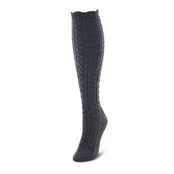 Pointelle Braid Chunky Knit Knee-High Socks
