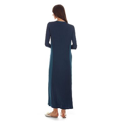 Women's Two-tone Button-accent Soft Full-length Nightgown