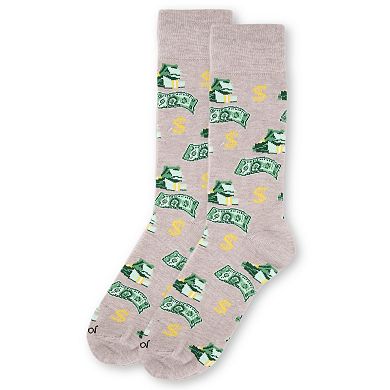 Money Bags Cash Print Men's Crew Socks