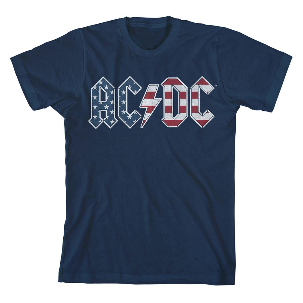 Girl's 7-16 AC/DC Rock Band Americana Short Sleeve Tee