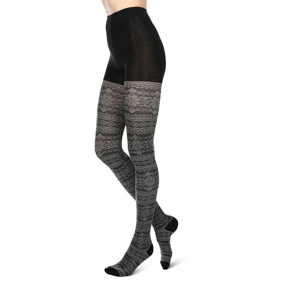 Holiday Snowflake Patterned Cotton Blend Sweater Tights