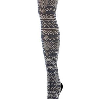 Holiday Snowflake Patterned Cotton Blend Sweater Tights