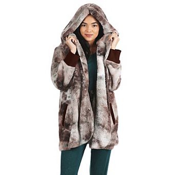 Women's Tie Dye Plush Hooded Cardigan Sweater