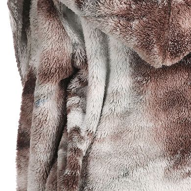 Women's Tie Dye Plush Hooded Cardigan Sweater