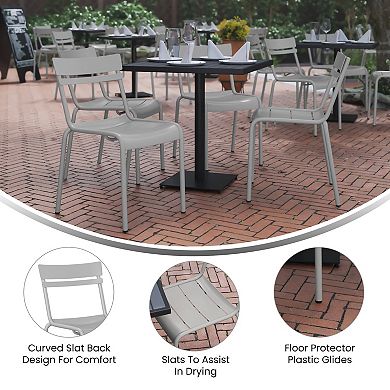 Emma and Oliver Rennes Armless Powder Coated Steel Stacking Dining Chair with 2 Slat Back