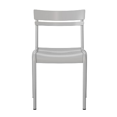 Emma and Oliver Rennes Armless Powder Coated Steel Stacking Dining Chair with 2 Slat Back