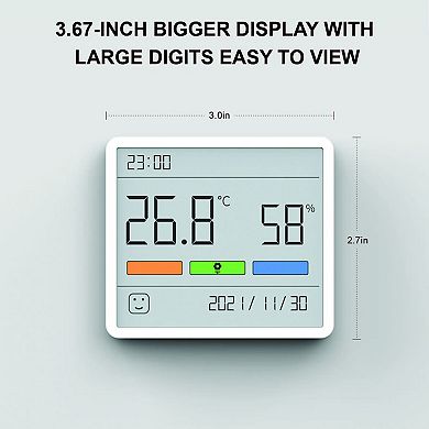 Indoor Thermometer Hygrometer with Large Digital Date Clock