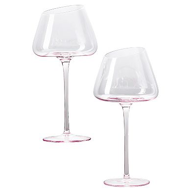 Ventray Home French Style Pink Crystal Burgundy Wine Glasses, Set Of 2