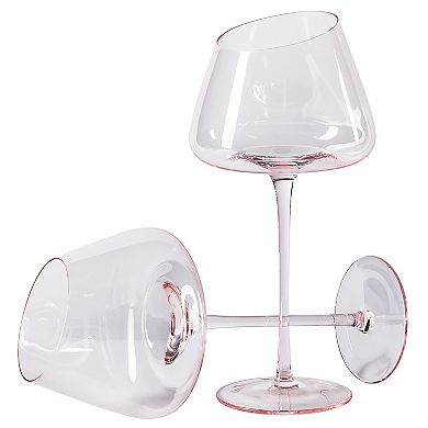 Ventray Home French Style Pink Crystal Burgundy Wine Glasses, Set Of 2