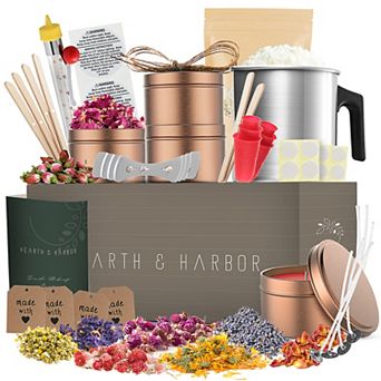 Hearth & Harbor DIY Natural Soy Candle Making Kit With Dried Flowers