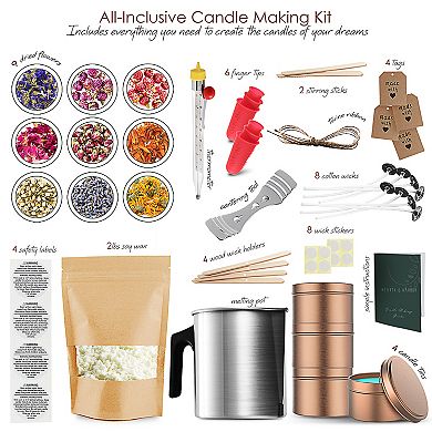 Hearth & Harbor DIY Natural Soy Candle Making Kit With Dried Flowers