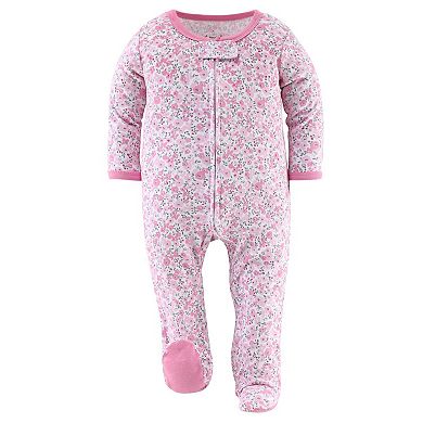The Peanutshell Floral Love Footed Baby Sleepers For Girls, 3-pack