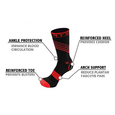 Crew Compression Socks - Made For Running, Athletics - 6 Pairs