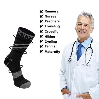 Crew Compression Socks - Made For Running, Athletics - 6 Pairs