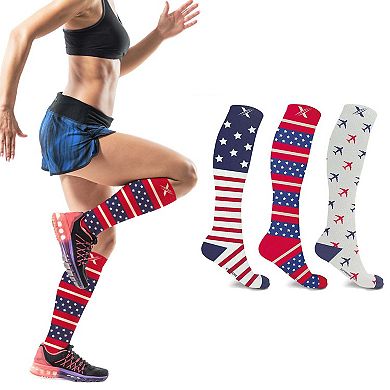 Compression Socks Knee High - Made For Running, Athletics - 3 Pair