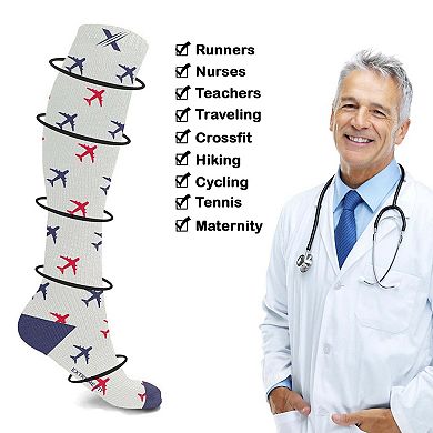 Compression Socks Knee High - Made For Running, Athletics - 3 Pair