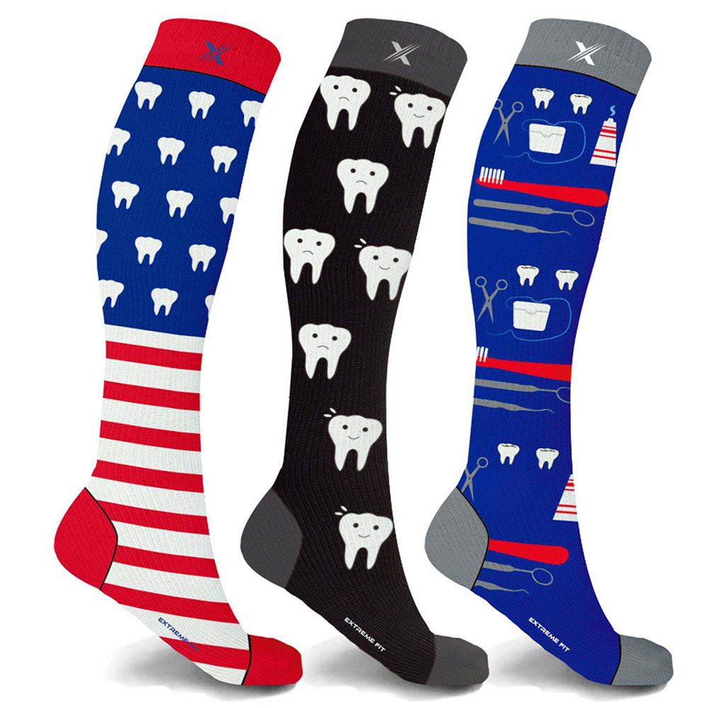 Compression Socks Knee High - Made For Running, Athletics - 3 Pair