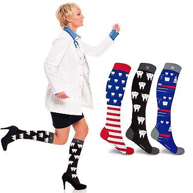 Compression Socks Knee High - Made For Running, Athletics - 3 Pair