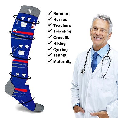 Compression Socks Knee High - Made For Running, Athletics - 3 Pair