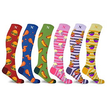 Food Lovers Expressive Knee-high Compression Socks - 6 Pair