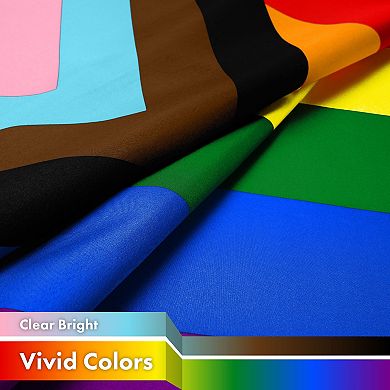 G128 LGBT Progress Rainbow Pride 150D 3x5 Ft Printed Polyester Flag