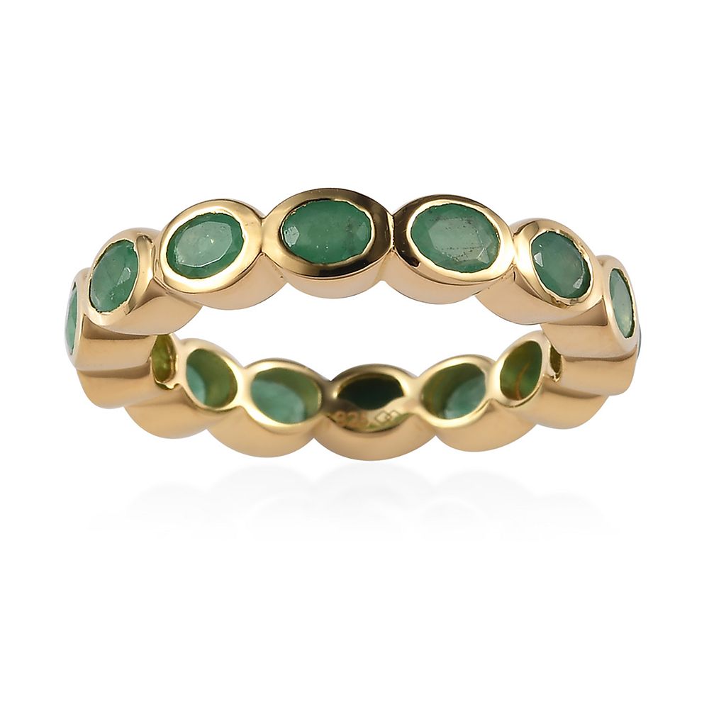 14k Gold Over Silver Natural Emerald Eternity Ring