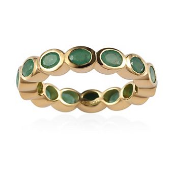 14k Gold Over Silver Natural Emerald Eternity Ring