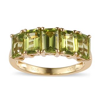14k Gold Over Silver Natural Peridot Ring