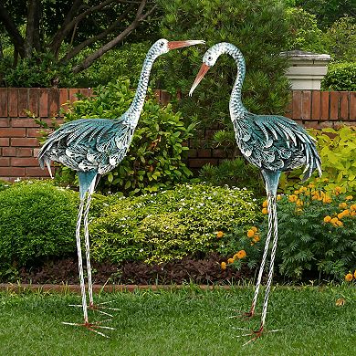 Pure Garden Metal Yard Art Crane Statues 2-pc. Set