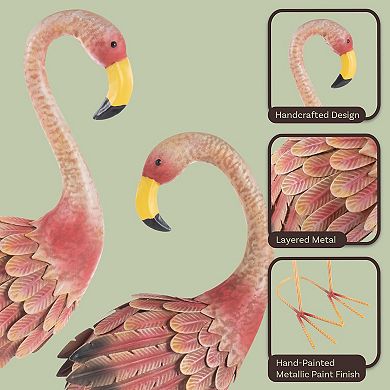 Pure Garden Metal Yard Art Flamingo Statues 2-pc. Set