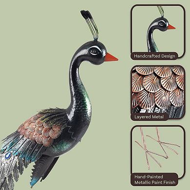Pure Garden Peacock Lawn Decoration Metal Yard Art