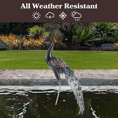 Pure Garden Peacock Lawn Decoration Metal Yard Art