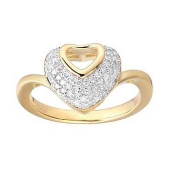 14k Gold Over Silver 1/4 Carat T.W. Diamond Heart Ring