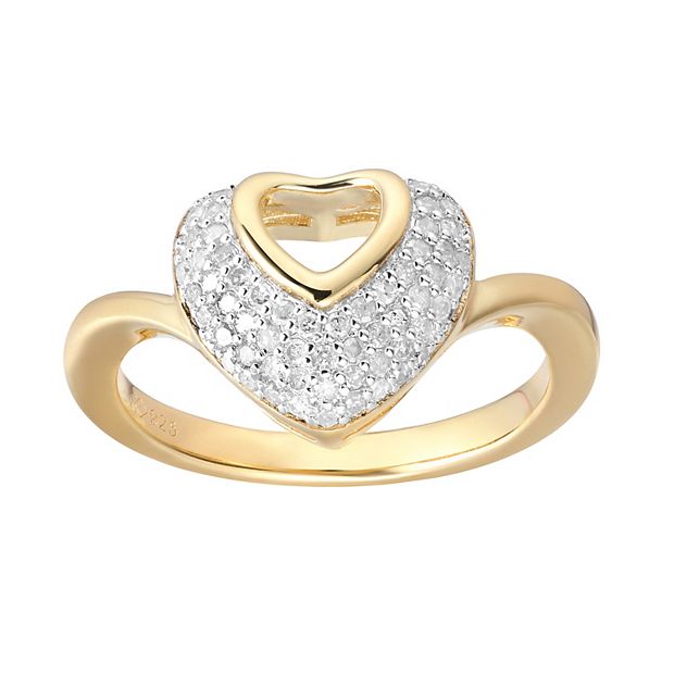 14k Gold Over Silver 1/4 Carat T.W. Diamond Heart Ring
