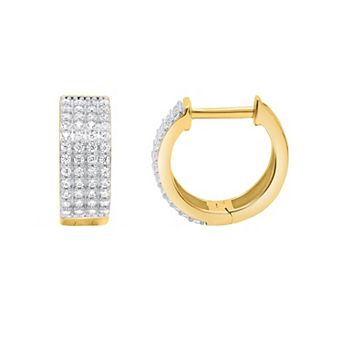 14k Gold Over Silver 1/2 Carat T.W. Diamond Hoop Earrings