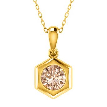 14k Gold 1 Carat T.W. Champagne Diamond Solitaire Pendant Necklace