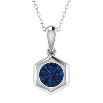 14k White Gold 1/2 Carat T.W. Blue Diamond Solitaire Pendant Necklace