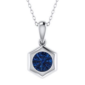 14k White Gold 1/2 Carat T.W. Blue Diamond Solitaire Pendant Necklace