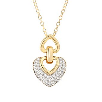 14K Gold Over Silver 1/4 Carat T.W. Diamond Heart Pendant Necklace