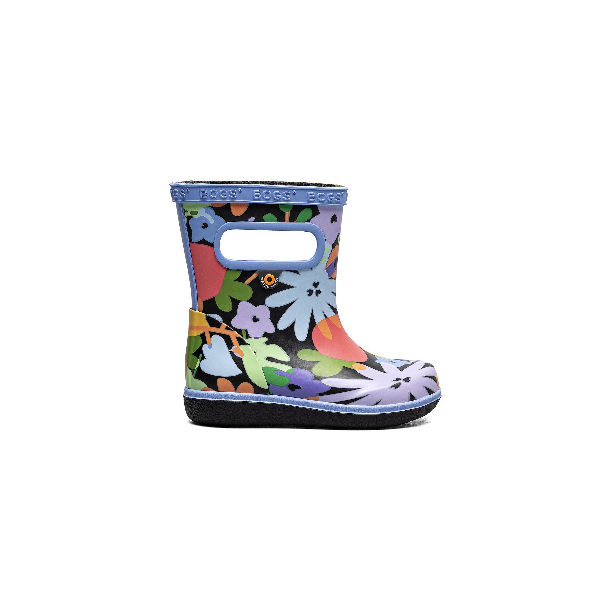 Bogs Skipper II Kids Waterproof Rain Boots, Boys, Size: 8, Flowers