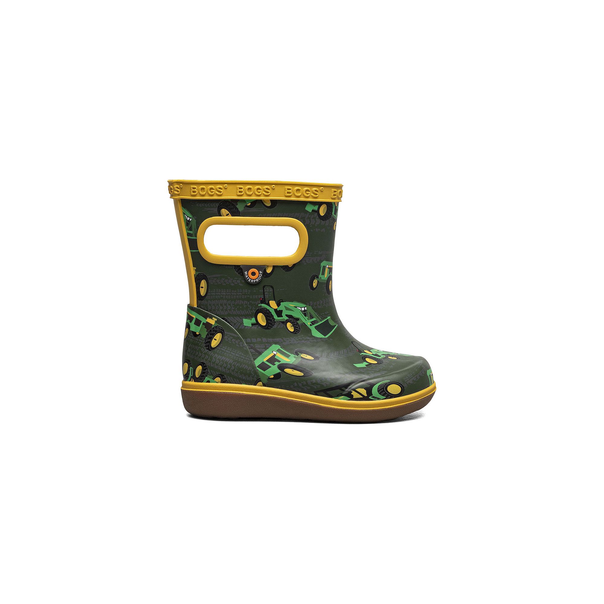 Bogs Skipper II Kids Waterproof Rain Boots, Boys, Size: 4 T, Tractor