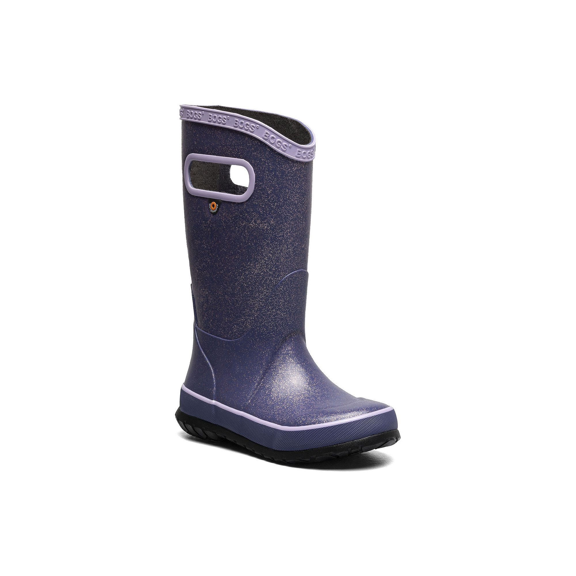 Bogs Kids Waterproof Glitter Rain Boots, Boys, Size: 1, Purple Glitter