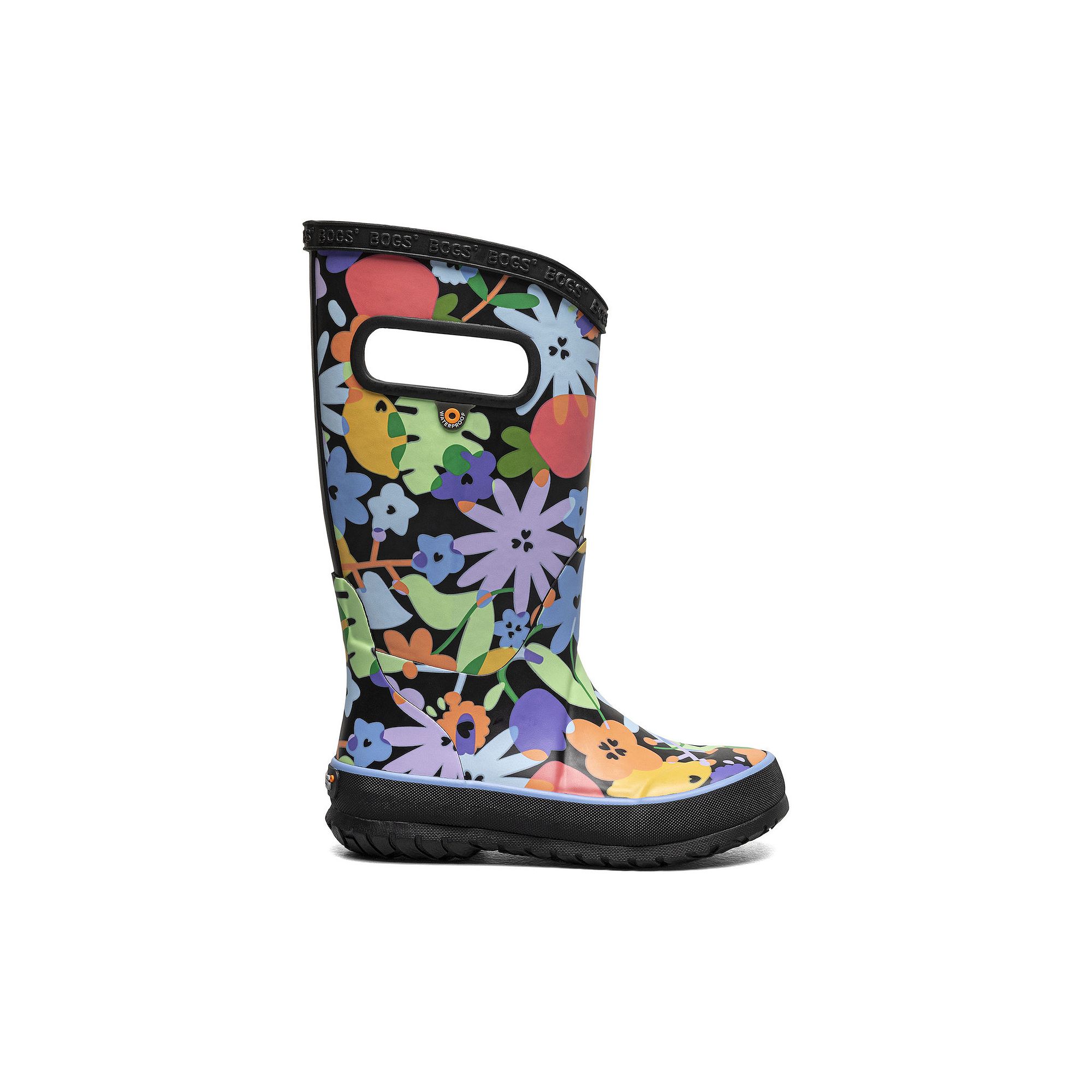 Bogs Kids Waterproof Rain Boots, Boys, Size: 1, Flowers