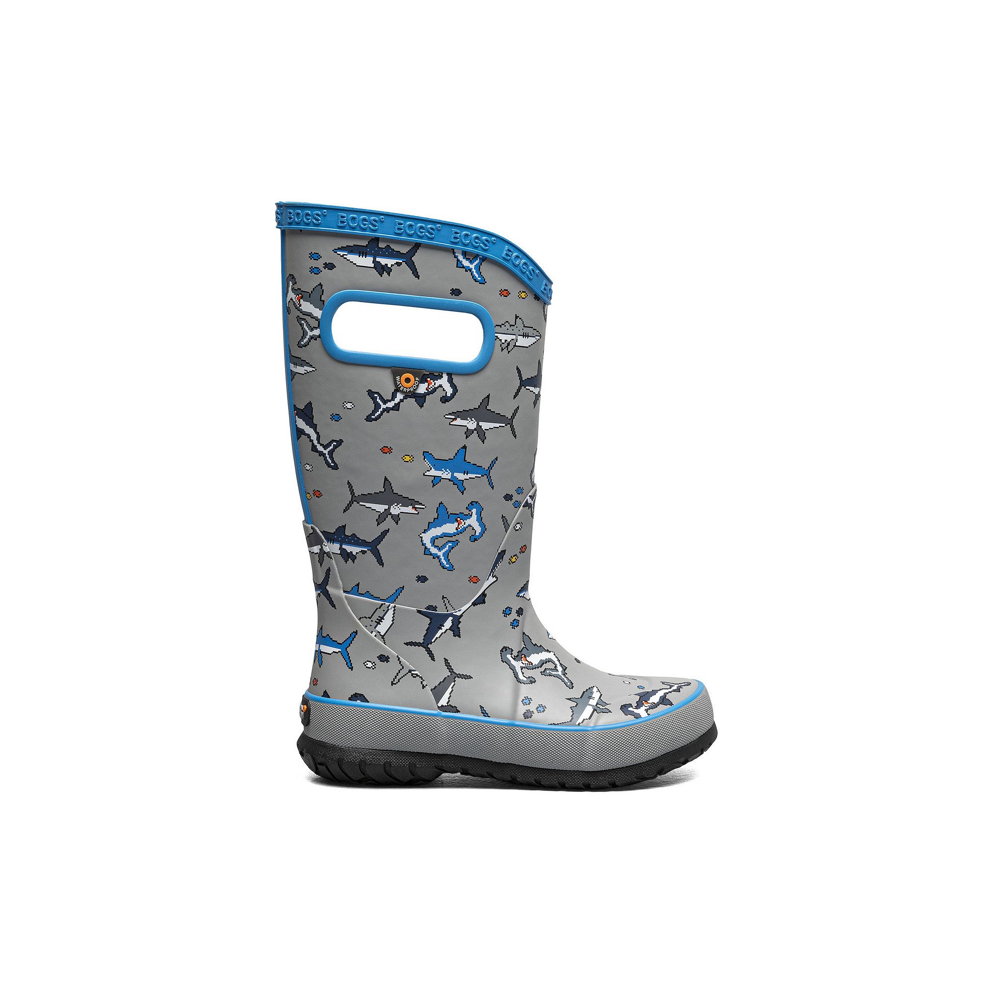 Bogs Kids Waterproof Rain Boots, Boys, Size: 4, Shark