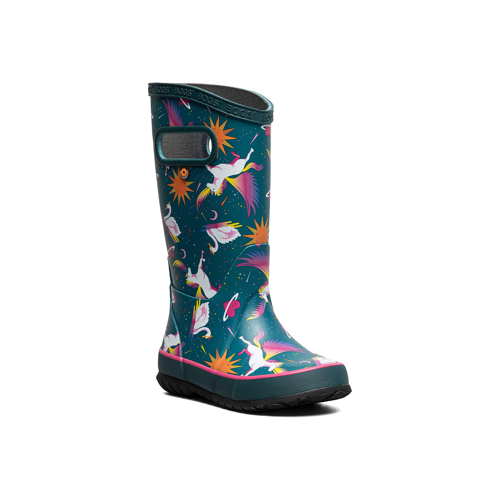Bogs Kids Waterproof Rain Boots, Girls, Size: 3, Unicorn Swan