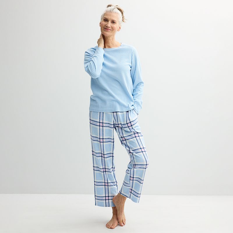 Women's Croft & Barrow® 2 pc Long Sleeve Pajama Top & Pajama Pants Sleep Set