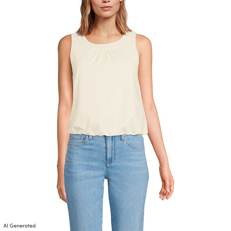Women's Lands' End Lightweight Jersey Pleated Tank Top,
